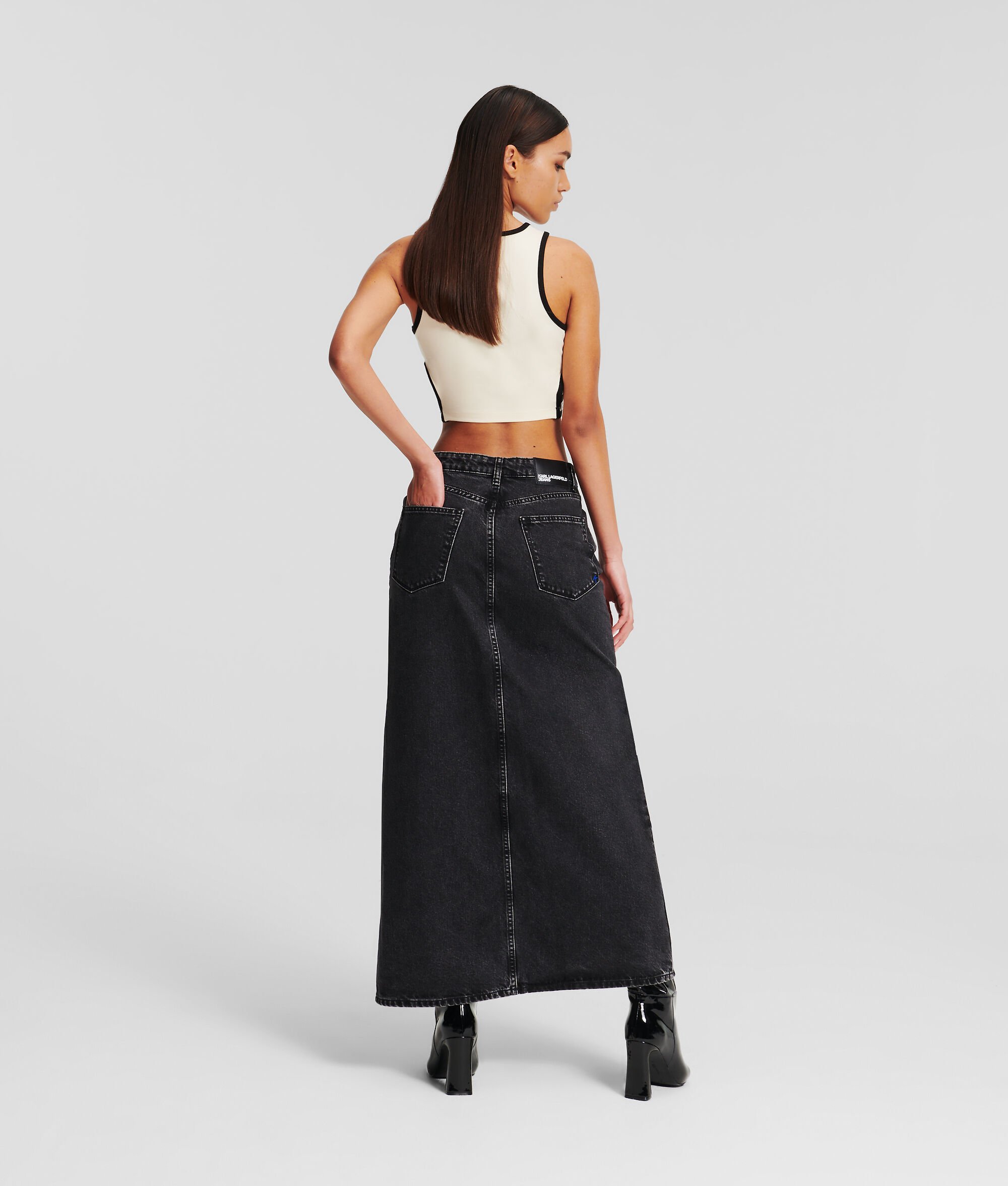 (image for) Compact KLJ HIGH-RISE DENIM MAXI SKIRT